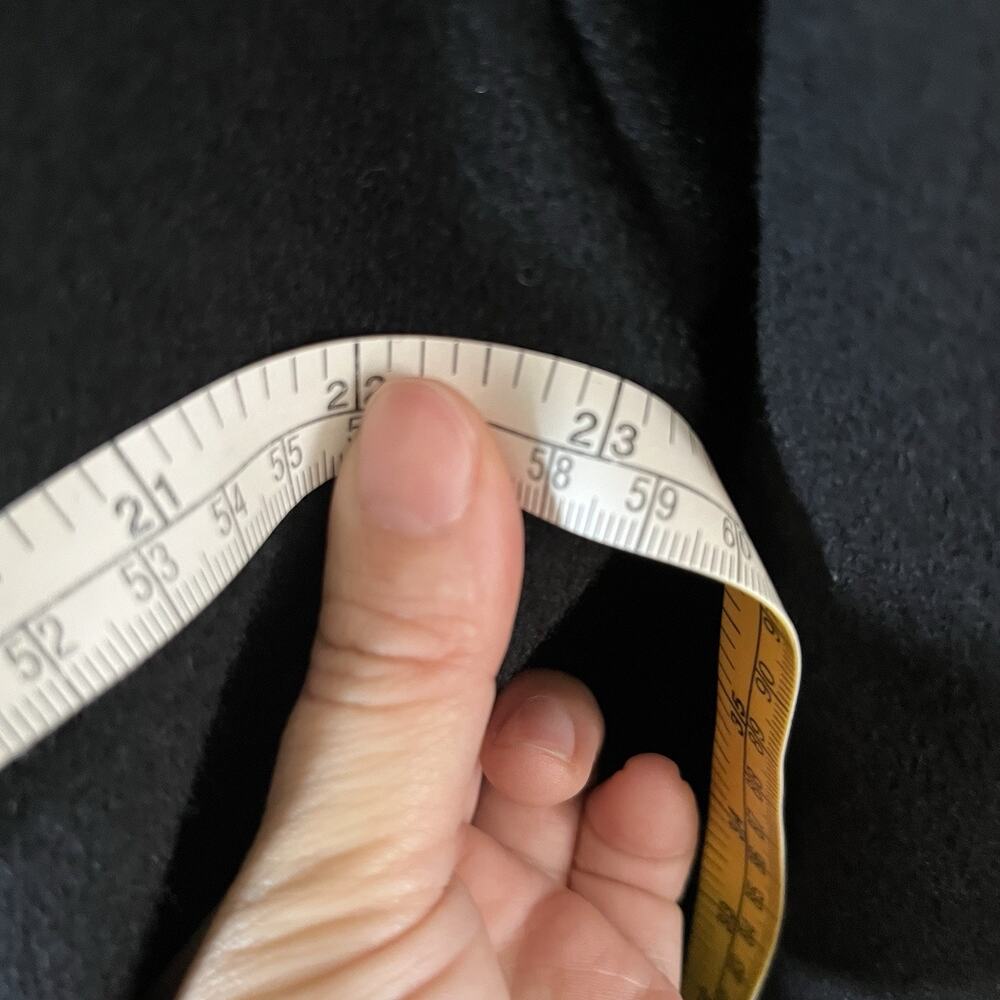 Alorna Wool Blend Double Breasted Longline Trench Coat VTG Black Velvet Collar - Picture 11 of 13